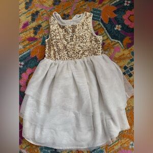 H&M White with gold sequin dress- 4t